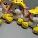 3 x Holiday home Spring Raindrop Bunny With Hat - Yellow 12in