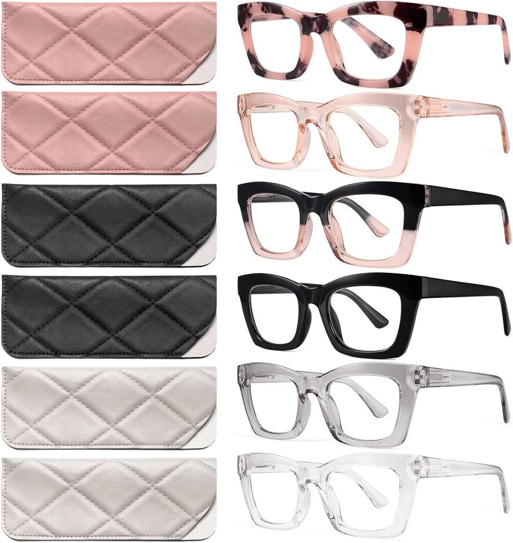 CCVOO 6 Pack Oprah Reading Glasses for Women, Eyeglasses, Blue Light Readers for Women, Computer Eye Glasses, Cheaters (A1 Mix) Magnification Strength: 1.0 x