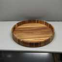 Stunning Oil Color Finish on Acacia Wood - Modern Round 22" Serving Tray for Food, Breakfast in Bed, Coffee Table, Decor, Organization, Snacks, Patio, Lap Tray