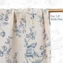 jinchan Amlie Floral Kitchen Curtains 30 Inch Length Linen Cafe Curtains Small Window Drapes Light Filtering Botanical Farmhouse for Bedroom Bathroom Rod Pocket 2 Panels Blue on Linen