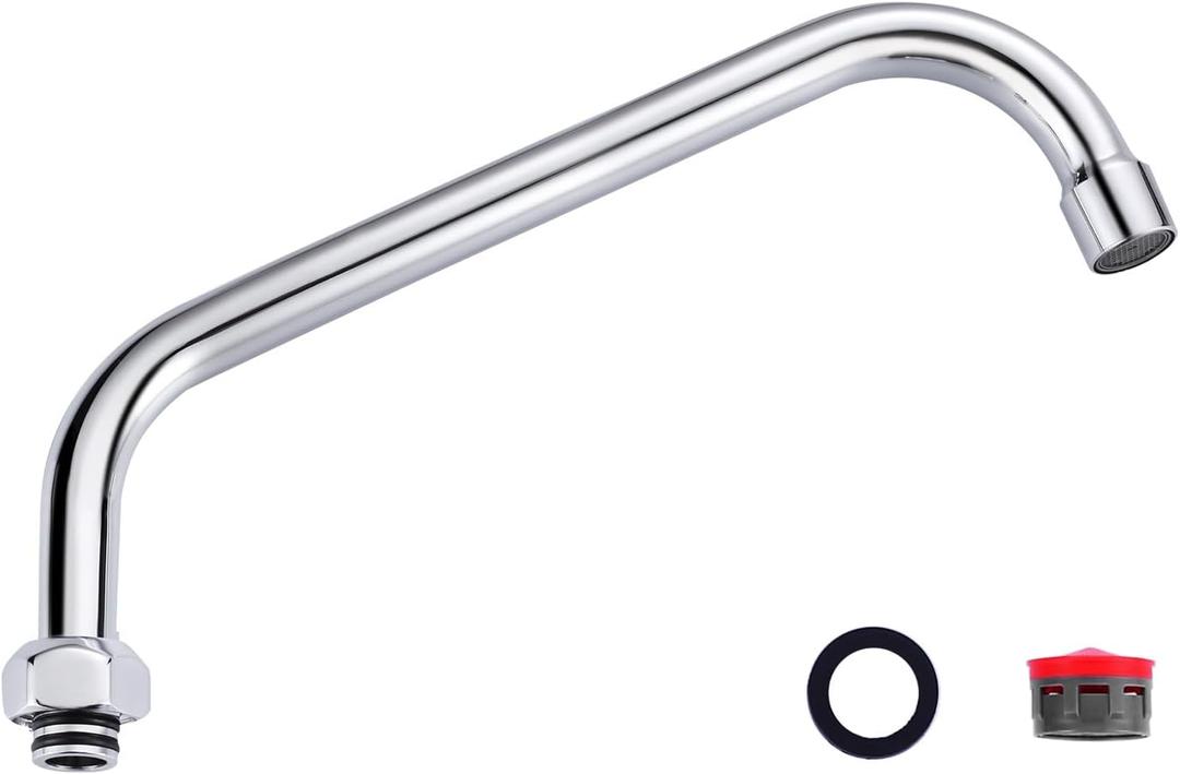Commercial Faucet Swivel Spout Replacement: 10 Add-on Swing Nozzle Spout - Chrome Polished Spout Replacement Part For Commercial Kitchen Sink Faucet - 1.8gpm/ 2.2gpm Aerator - G3/4 Internal Thread