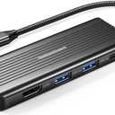 USBC to HDMI, DockteckExpand 5-in-1 USB C Hub with Dual HDMI 4K@30Hz, 2 USB 3.0 Ports, 100W PD Charging Compatible with MacBook, Dell, Chromebook & More, Black
