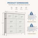 DUMOS Dresser for Bedroom, Storage Organizer with 9 Drawers, Chest of Drawers with Fabric Bins, Sturdy Metal Frame, Wood Tabletop for Guest Room, Closet, Entryway, White, 11.8"D x 39.4"W x 39.4"H