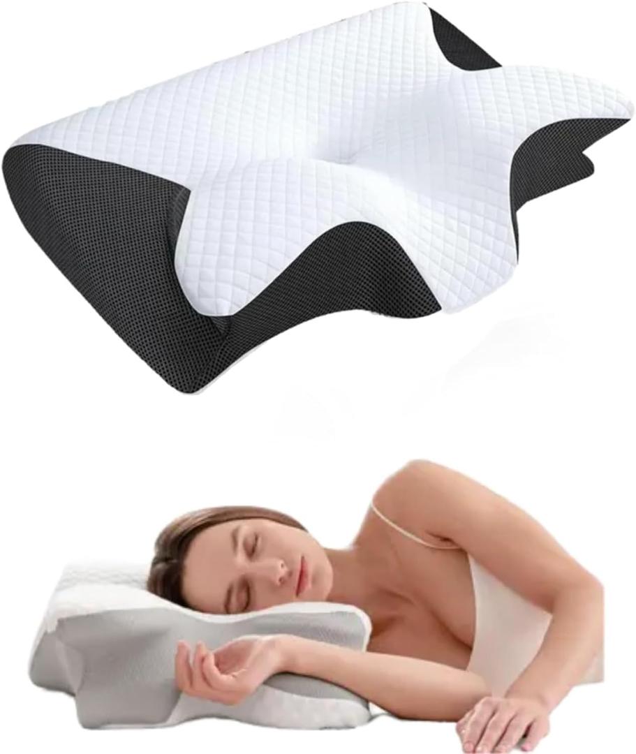 Sleep Apnea Pillow, Cervical Pillow for Sleep Apnea, Premium Memory Foam Pillows for Neck Pain Relief, Neck Support Ergonomic Pillows Side Sleeper Pillow, for Side, Back, Stomach Sleepers (Black)