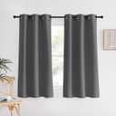 Window Curtains 60 inch Length 2 Panels, 34 x 60 Inch, Grey, Grommet Top Room Darkening Thermal Insulated Solid Vertical Drapes for Bedroom/Kid Room