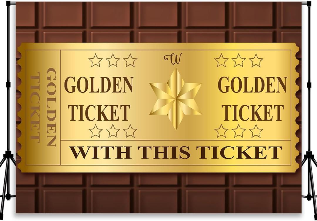 7x5ft Candy Photography Backdrop Chocolate Factory Party Backdrop Golden Ticket Candy Birthday Background for Kids Girls Baby Shower Party Decor Banner Photo Props Supplies YUNBYC356