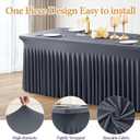 Shillance 6 Packs Grey Spandex Tableclothes for 8 Foot Rectangle Table, Spandex Table Covers 8FT Stretch Table Skirts Wrinkle Free Fitted Table Cloth for Event, Wedding, Banquet & Parties, 96" x 30"