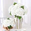 Yastouay 4 Pcs Real Touch Hydrangea Artificial Flowers, 21" White Full Faux Hydrangea Flowers Latex Fake Flowers for Home Decor Party Floral Arrangements Wedding Bouquets Centerpieces Outdoor Decor