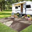 sarben Outdoor Rug 8' x 10' Waterproof for Patios Clearance, Reversible Plastic Straw Indoor Outdoor Rug for RV, Picnic, Backyard, Deck, Balcony, Porch, Beach, Coffee and Beige