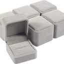 6-Pack Ring Boxes for Jewelry Gifts - Individual Velvet Jewelry Boxes - Ring Gift Box Set for Proposal, Engagement, Wedding, and Presentation - Grey, 2.5 x 1.7 x 2.2 Inches