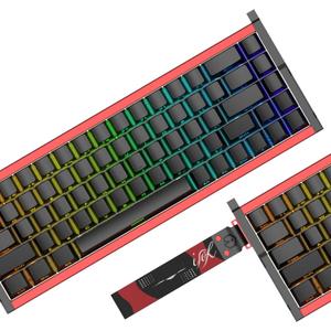 IROK MG68 Max TriMode Full Aluminum Alloy Body, Wireless Magnetic Switch Keyboard, 65% TKL High Refresh Rate, Low Latency USBC/2.4GHz/Bluetooth Gaming Keyboard（Black Red）