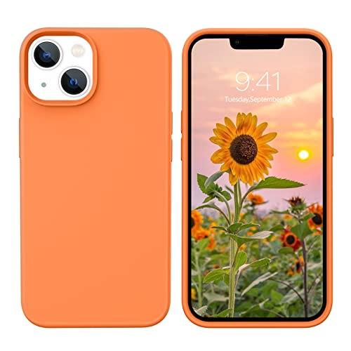 GUAGUA for iPhone 13 Mini Case, iPhone 13 Mini Liquid Silicone Case, Soft Gel Rubber Slim Microfiber Lining Cushion Texture Cover Shockproof Protective Phone Case for iPhone 13 Mini 5.4'', Warm Orange
