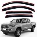 KitsPro in-Channel Side Window Rain Guards for 2016-2023 Toyota Tacoma (ONLY FIT Double Cab), Gloss Black Window Deflectors Vent Visors, Set of 4