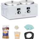 Double Wax Pot Warmer Professional - At Home Waxing Kit Digital For All Hair Types - Eyebrow, Facial, Bikini etc. (White Double Pot)