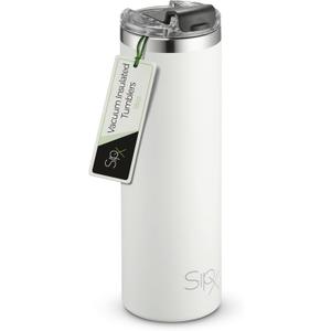 SIPX Triple-Insulated Tumblers - 18 Oz. Slim Modern Tumbler With Lid, insulated Cup Keeps Hot For 12 Hours, Stainless Steel Tumbler Made Of Sustainable Material, Coffee Travel Mug (White)