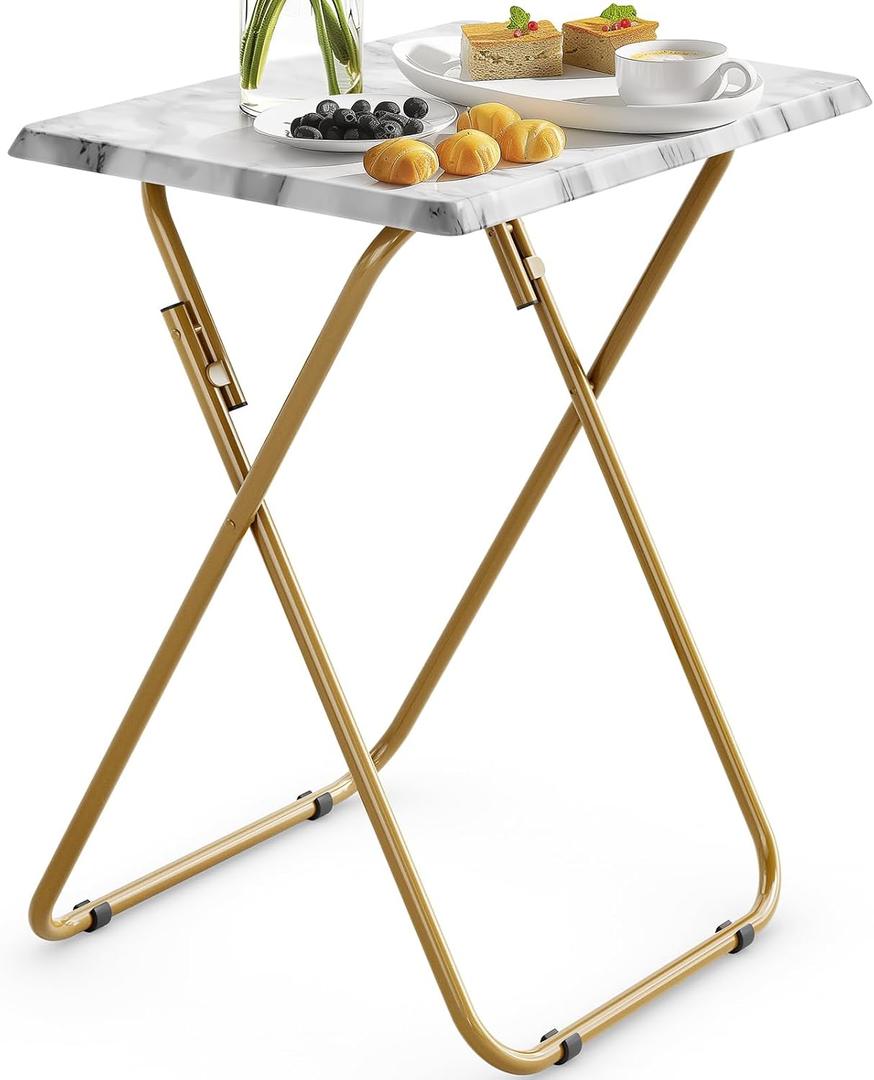 HUANUO Folding TV Tray Table -Stable Tray Table with No Assembly Required, TV Dinner Tray for Eating, Foldable Snack Tables for Bed & Sofa (Marbling), 14.9 in X 18.8 in X 26 in
