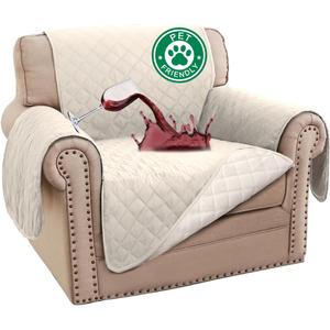 Turquoize 100% Waterproof Sofa Covers Chair Cover Slipcover Couch Protector Triple Non-Slip Sofa Slipcover for 1 Cushion Furniture Protector for Pets, Kids,Dog (Chair 23", Ivory)