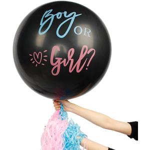 Gender Reveal Balloon, 2 Pcs 36" Jumbo Black Balloons with Blue Pink Confetti, Boy or Girl Balloon for Baby Gender Reveal Party