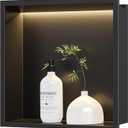 Neodrain Recessed Shower Niche with Light, 12"X12" Matte Black Stainless Steel Wall Niches with 3000K LED Light, NO Tile Needed for Bathroom Storage Waterproof Shelf, 12X12In