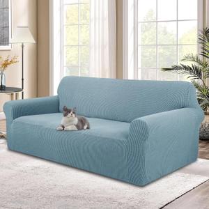 Stretch Couch Cover Washable Sofa Slipcover Furniture Protector with Non Skid Foam and Elastic Bottom for Kids, Dog(XL Large/Steel Blue)