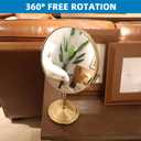 Antique Brass Makeup Mirror 1X/10X Free Standing 8 Inches 360 Swivel Dual-Sided Tabletop Makeup Mirror, Metal