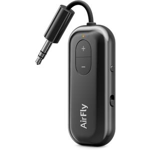 Twelve South AirFly SE, Bluetooth Wireless Audio Transmitter for AirPods/Wireless or Noise-Cancelling Headphones; Use with Any 3.5 mm Audio Jack on Airplanes, Gym Equipment or iPad/Tablets (Black)
