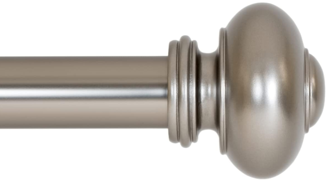 Ivilon Drapery Window Curtain Rod - Knob Design, 1 Inch Rod, 48 to 86 Inch. Satin Nickel