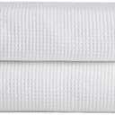 Cozy Earth Waffle Bath Towels - 60% Cotton 40% Viscose from Bamboo Bath Towels 30 x 58 Inches - Soft & Absorbent Terry, Reversible Mini Textured Waffle & Weave Pattern - 2 Pack (White)