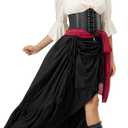 Women Pirate Costume with Peasant Blouse Off Shoulder Trumpet Sleeve Tops Victorian Steampunk Skirts, XXL
