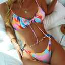 ZAFUL Womens High Cut Thong Bikini Set Swimsuits Cami String Sexy Bathing Suit (Small, 82_pink)