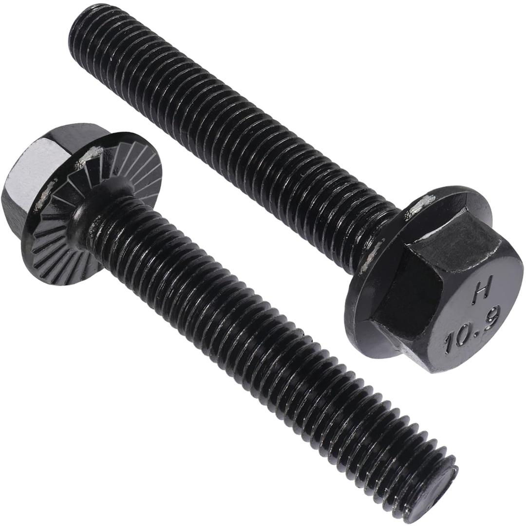 M10-1.5 x 60mm Flanged Hex Head Bolts,Class 10.9 Black Zinc Plated,Partially Threaded Black External Flange Hex Drive Screws,Pump,Fix Car,DIY Project(9Pcs)