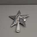 BrizLabs Lighted Christmas Star Tree Topper, 8 Silver Star Xmas Treetop with 10 Lights, UL Certified Plug-in Warm White Tree Topper for Holiday Christmas Tree Decor