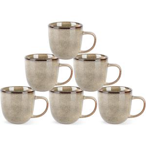 AmorArc 12oz Coffee Mugs, Ceramic Coffee Mugs set of 6 for Man, Woman, Dad, Mom, Modern Coffee Mugs with handle for Latte/Cappuccino/Milk/Cocoa. Dishwasher&Microwave Safe (Oatmeal)