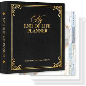 Lanpn End of Life Binder Organizer Death Planner 8.5"x11", Final Wishes & Estate Document Folder with 8 Dividers & 10 Letter Size Binder Pockets, When I Die Journal Before Death Life Plan Book, Black