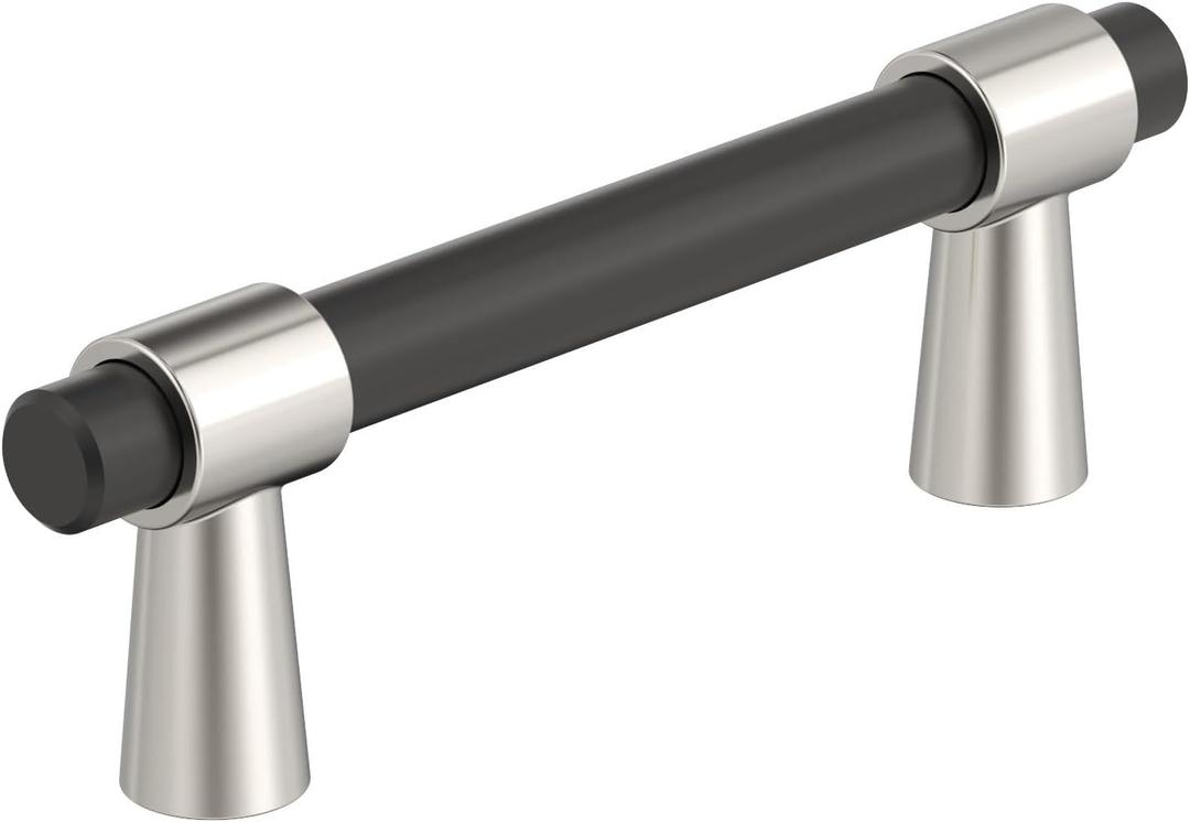 Amerock BP37385FBPN | Mergence 3 inch (76mm) Center-to-Center Matte Black/Polished Nickel Cabinet Pull | Kitchen Cabinet Hardware | Furniture Hardware | Drawer Handle Amerock BP37385FBPN | Mergence 3 inch (76mm) Center-to-Center Matte Black/Polished Nickel Cabinet Pull | Kitchen Cabinet Hardware | Furniture Hardware | Drawer Handle