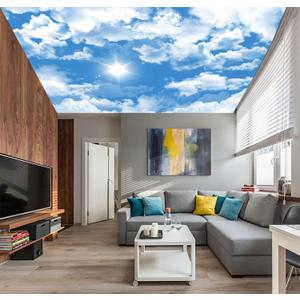 AFZEVEB-Ceiling Mural Blue Sky White Clouds Wallpaper for Living Room 159"x107" (Not Peel and Stick)