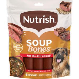 3 x Nutrish Soup Bones Premium Dog Chews with Real Beef and Barley, 6 Chews (Rachael Ray) (EXP 07/18/26)