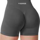 YEOREO Hidden Scrunch Workout Shorts Vision Women Seamless Gym Shorts High Waist Yoga Shorts (Gray, M)