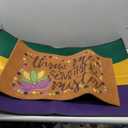 2 Pcs Mardi Gras Coir Doormat Outdoor Mardi Gras Welcome Outdoor Rug Layered Purple Yellow Green Stripe Rug for Carnival Front Porch Entryway Decor, 28 x 43 inches, 16 x 28 inches