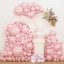 Pearl Pink Double Stuffed Balloons Different Size 115Pcs 5/10/12/18 Inch Pearl Light Pink Balloons Garland kit for Birde to be Wedding Engagement Bridal Shower Birthday Baby Shower Party