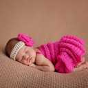 Newborn Baby Girl Photo Shoot Props Outfits Lovely Flower Headband Dress Crochet Knitted Costume Photography Props