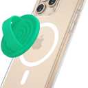Magnetic Phone Grip Holder Compatible with MagSafe, Ultra Thin Silicone Finger Loop Ring Magnetic Grips for Back of Phone for iPhone Pro Max/Plus/16/15/14/13/12 Series, Emerald Green+Sparkle