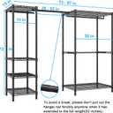 Ulif E10 Clothes Rack（With Stretchable Hanger Rod）Freestanding Clothing Racks for Hanging Clothes，Adjustable Closet Organizer System，Portable Garment Rack 73-97"W x 15" D x 72" H，Max Load 800LBS，Black