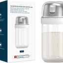 KITCHENDAO Glass Sugar Dispenser with Side Pour Spout, Built-in Lid to Slow Down Dampness with Mearsuring Marks, Elegant Borosilicate Glass Sugar Shaker, BPA Free, 9oz (White)