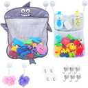 2 x Mesh Bath Toy Organizer + 6 Ultra Strong Hooks – The Perfect Bathtub Toy Holder & Bathroom or Shower Caddy – These Multi-use Net Bags Make Baby Bath Toy Storage Easy – For Kids & Toddlers