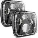 Auxbeam 5x7 7x6 Inch Led Headlights with High Low Beam DOT Approved H6054 6054 Led Rectangular Headlight for Jeep Wrangler YJ Cherokee XJ GMC Replacement H5054 H6054LL 69822 6052 6053 (Black)