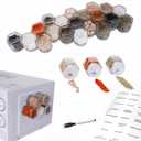 Set of 20 Magnetic Spice Jars for Refrigerator, Glass Small Hexagon Magnet Seasoning Containers with Labels, shaker Lids, Fridge Magnetic Spice Rack Organizer with Jars