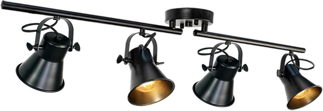 Track Lighting,37inch Track Lighting Fixtures Ceiling 4 Light Large Rustic Farmhouse Track Lights for Kitchen Bar Closet Living Room Industrial SpotLight Fixture Black Directional Rotatable Light Head