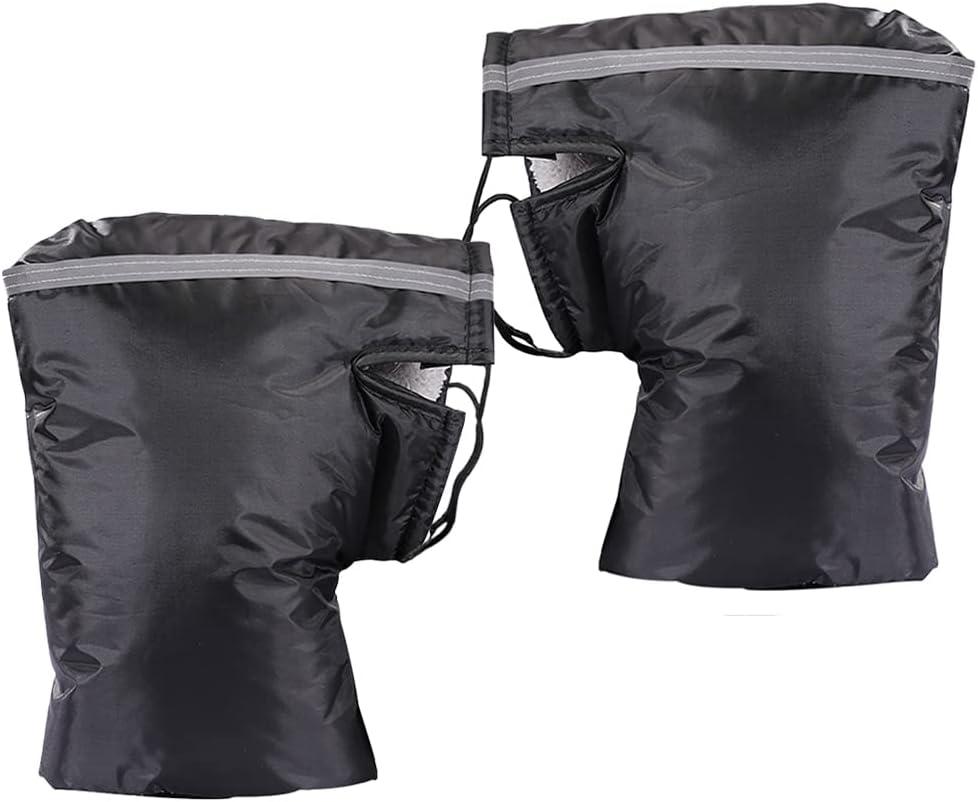 Universal Motorcycle Snowmobile Scooter Thermal Gloves - Windproof, Thicken Handlebar Muffs (Black)