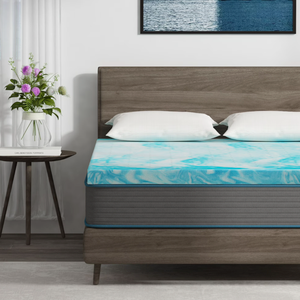 EGOHOME 3 inch Cooling Gel Memory Foam Mattress Topper, Full Size Mattress Topper, Blue